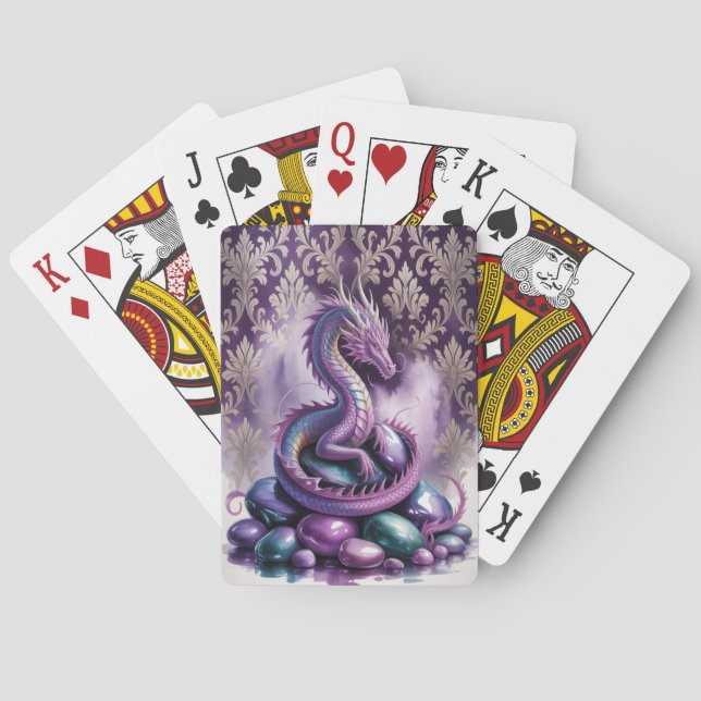 Lila Mystischer Drache Gothic Spielkarten (Rückseite)