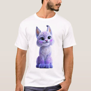 Lila mythologischer Luchs Fluffiger Waldgeist Männ T-Shirt
