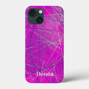 Lila n Pink Network Lines Abstrakt iPhone Case