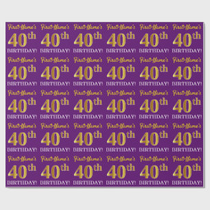 Lila, nachgemachter Goldblick "40. GEBURTSTAG " Geschenkpapier