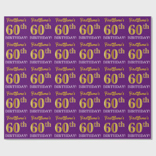 Lila, nachgemachter Goldblick "60. GEBURTSTAG " Geschenkpapier
