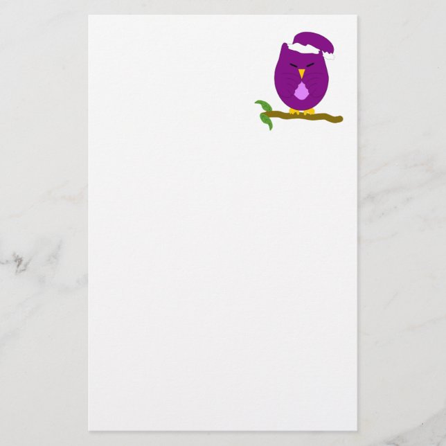 Lila Nacht Eule Design Briefpapier (Vorderseite)