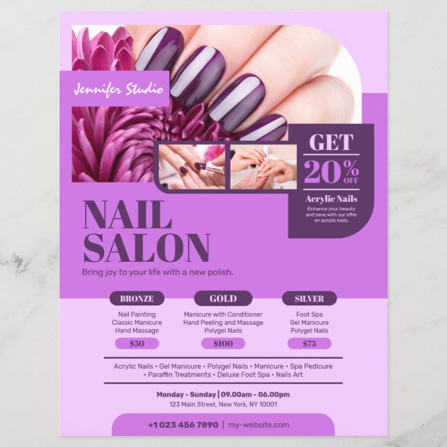 Lila Nagelsalon, Makeup Artist, Schönheitssalon - Flyer (Vorne)