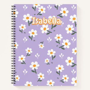 Lila nahtloses Gänseblümchen-Blumenmuster Notizbuch