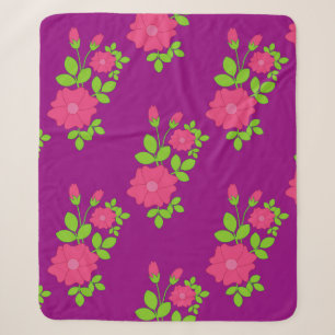 Lila nahtloses Muster mit rosa Blume und Gree Sherpadecke