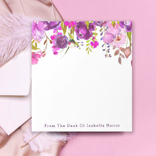 Lila Name des Blumenkorbs Personalisiert Notizblock