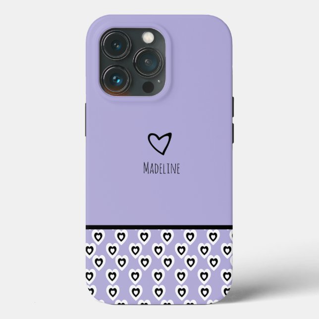 Lila Name des einfachen Herzmusters Case-Mate iPhone Hülle (Rückseite)