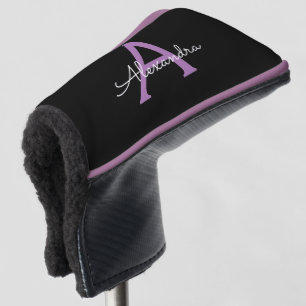 Lila Name des Schwarzen Skripts Golf Headcover