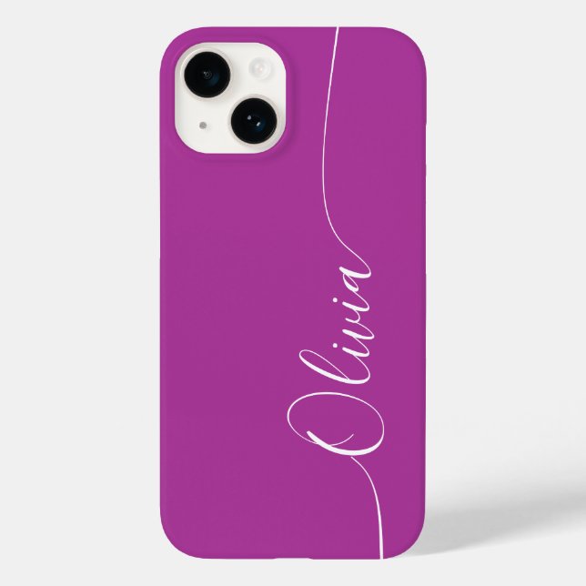 Lila Name des weißen, eleganten Kalligraphieskript Case-Mate iPhone Hülle (Rückseite)