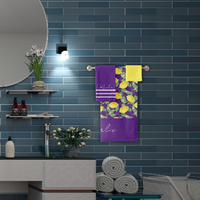 Lila Name des Zitronenmusters Badhandtuch Set (Von Creator hochgeladen)