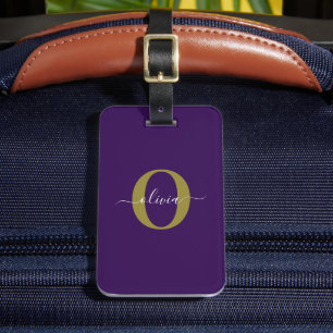 Lila Name für Monogramm-Skripte Gepäckanhänger