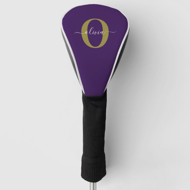 Lila Name für Monogramm-Skripte Golf Headcover (Vorderseite)