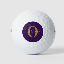 Lila Name für Monogramm-Skripte Golfball