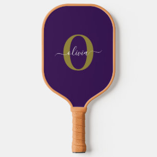 Lila Name für Monogramm-Skripte Pickleball Schläger