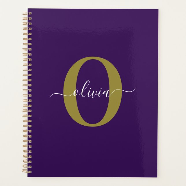 Lila Name für Monogramm-Skripte Planer (Vorderseite)