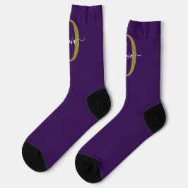 Lila Name für Monogramm-Skripte Socken