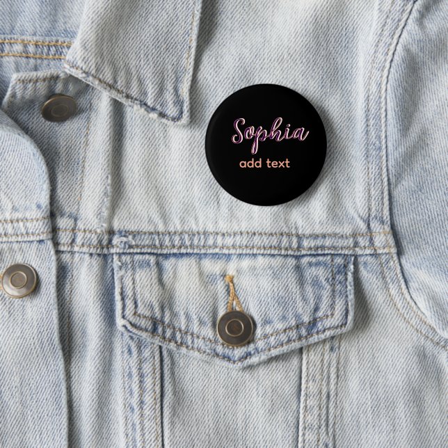 lila Name Mädchen Chef Schwarz Button (Beispiel)
