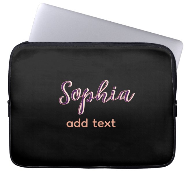lila Name Mädchen Chef Schwarz Laptopschutzhülle (Vorderseite)