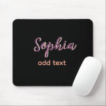 lila Name Mädchen Chef Schwarz Mousepad<br><div class="desc">mädchenhaftes Design</div>