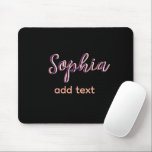 lila Name Mädchen Chef Schwarz Mousepad<br><div class="desc">mädchenhaftes Design</div>