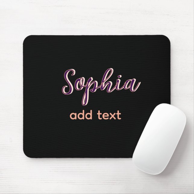 lila Name Mädchen Chef Schwarz Mousepad (Mit Mouse)