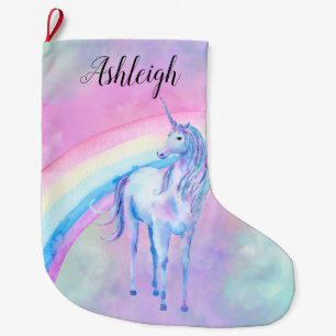 Lila Name von Unicorn Rainbow Großer Weihnachtsstrumpf