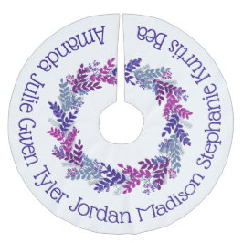 Lila Namen der Weihnachtskranzfamilie Polyester Weihnachtsbaumdecke