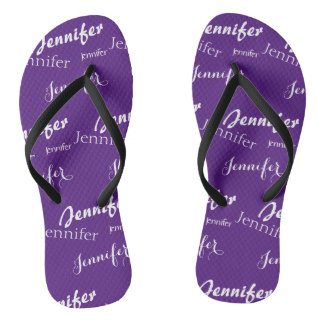 Lila Namensmuster Slim Strap Flip Flops