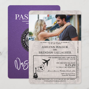Lila Nashville Passport Wedding Einladung