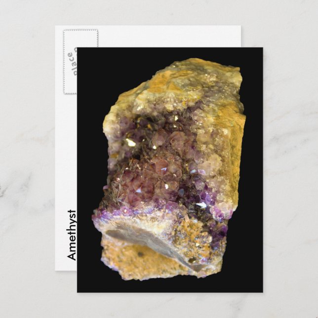 Lila natürliche Amethyst-Kristalle Mineralische Fo Postkarte (Vorne/Hinten)