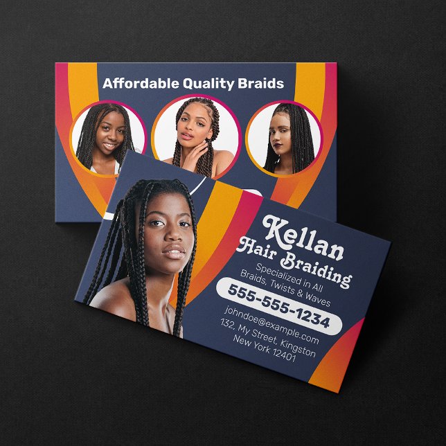 Lila & Navey Blue African Hair Braiding Salon Visitenkarte (Von Creator hochgeladen)