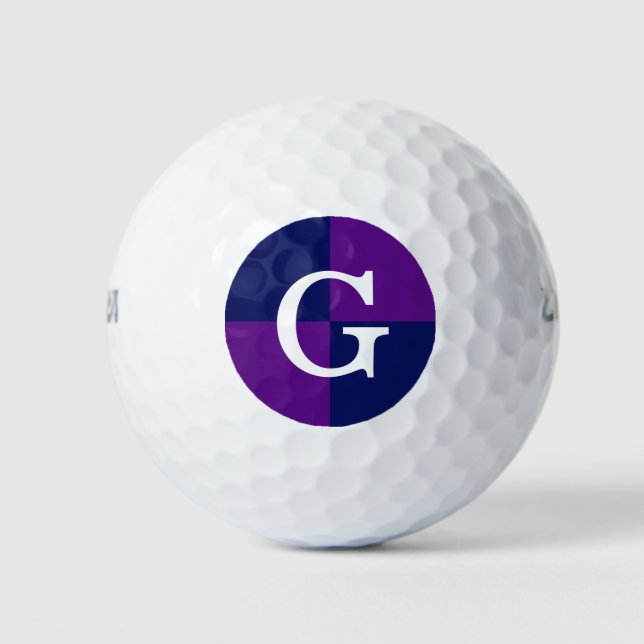 Lila Navy Blue LG Schachbrett Monogram Golfball (Vorderseite)