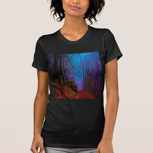 Lila Nebel aus gestrichenem Wald T-Shirt (Vorderseite)