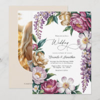 Lila Nebel, Champagner Gold und weiße florale Hoch