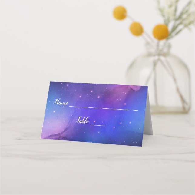 Lila Nebula Celestial Art Wedding Table Place Platzkarte (Vorderseite)
