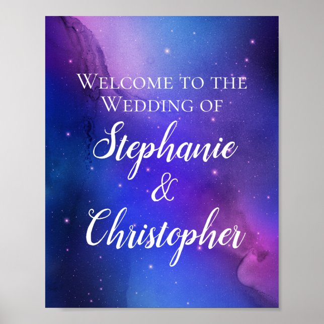 Lila Nebula Celestial Art Weltraum Hochzeit Poster (Vorne)