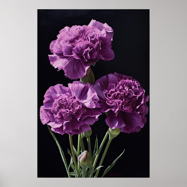 Lila Nelken Blume Art Print Poster (Vorne)
