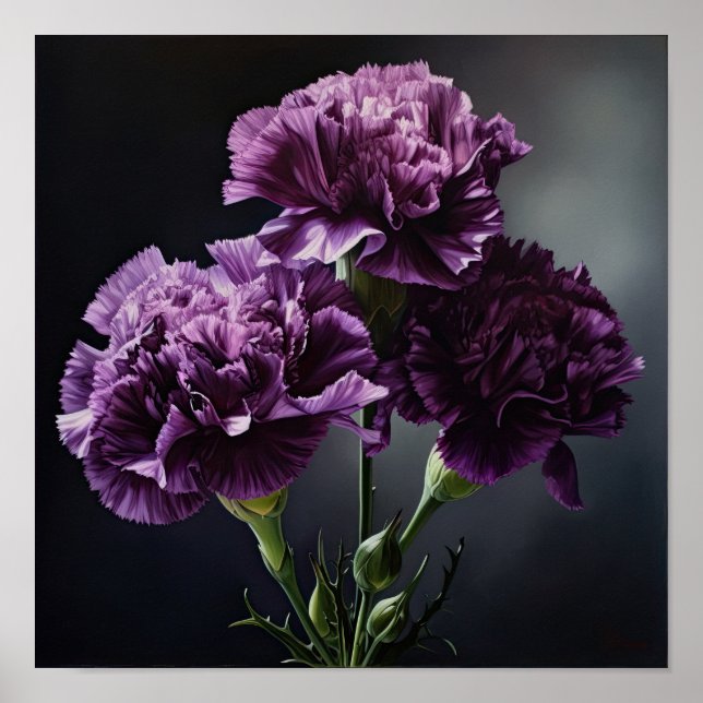 Lila Nelken Blume Art Print Poster (Vorne)