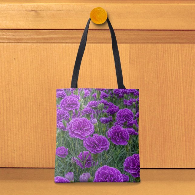 Lila Nelken-Tragetasche (Tote bag with purple carnations)