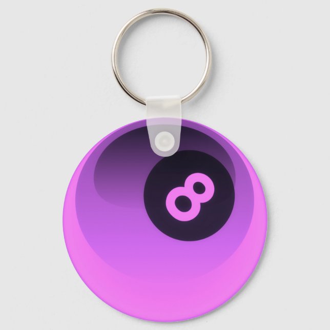 Lila Neon 8 Ball Schlüsselanhänger (Vorderseite)