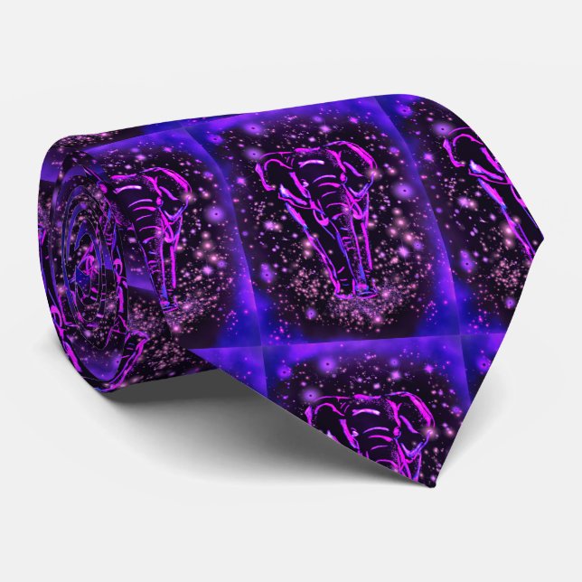 Lila Neon Elephant Neck Tie Krawatte (Gerollt)