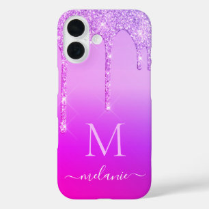 Lila Neon Glitzer iPhone Case Individuelle Name Le