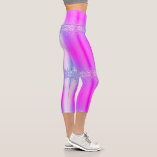 Lila Neon Glitzer Tropfen Capri Leggiuri