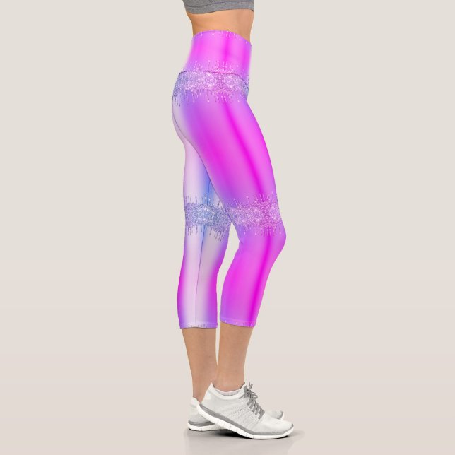 Lila Neon Glitzer Tropfen Capri Leggiuri (Rechts)