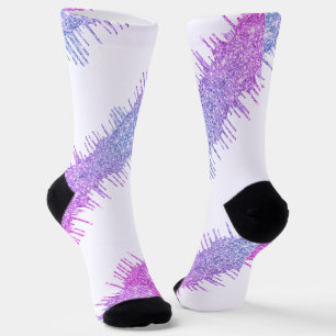Lila Neon Glitzer Tropfen Weiße Socken