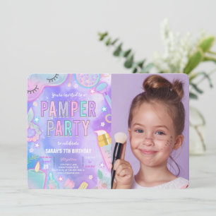 Lila Neon Glow Pamper Wellness-Center Party Geburt Einladung