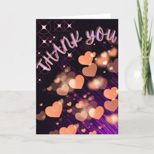 Lila Neon Heart Stars Hochzeitstag Dankeskarte