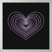 Lila Neon-Herz-Wandkunstposter