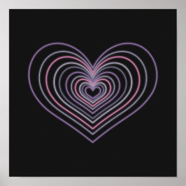 Lila Neon-Herz-Wandkunstposter Poster