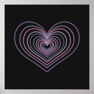 Lila Neon-Herz-Wandkunstposter Poster